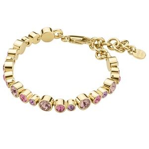 Multi Colored Tennis Bracelet, Multi-Pastel Crystal Gold Plated, Multi Color